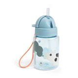 Done by Deer® Steklenička s slamico Tiny farm Blue 280 ml