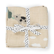 Done by Deer® Komplet tetra pleničk Tiny Farm Sand 70x70 Done by Deer