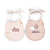 Done by Deer® Bib 2-pack Tiny pocket Happy Clouds Powder
