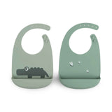 Done by Deer® Peekaboo Bib 2-pack Croco Green