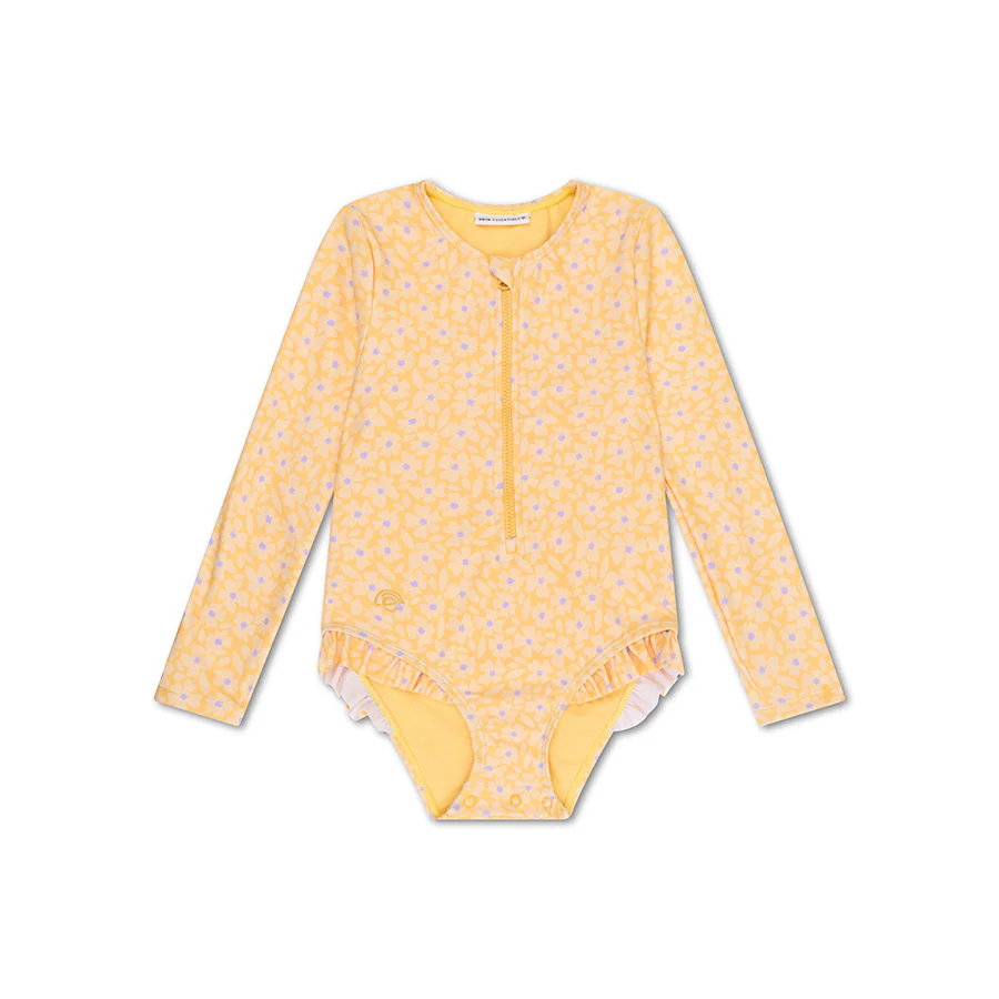 Swim Essentials® Otroške enodelne kopalke Yellow Flowers 98 104 Swim Essentials