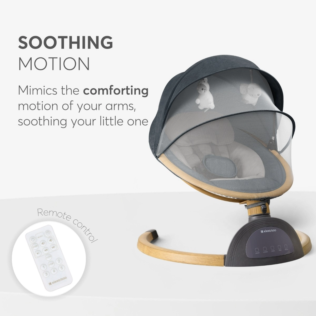 KikkaBoo® Električni gugalnik Ashlee Dark Grey KikkaBoo
