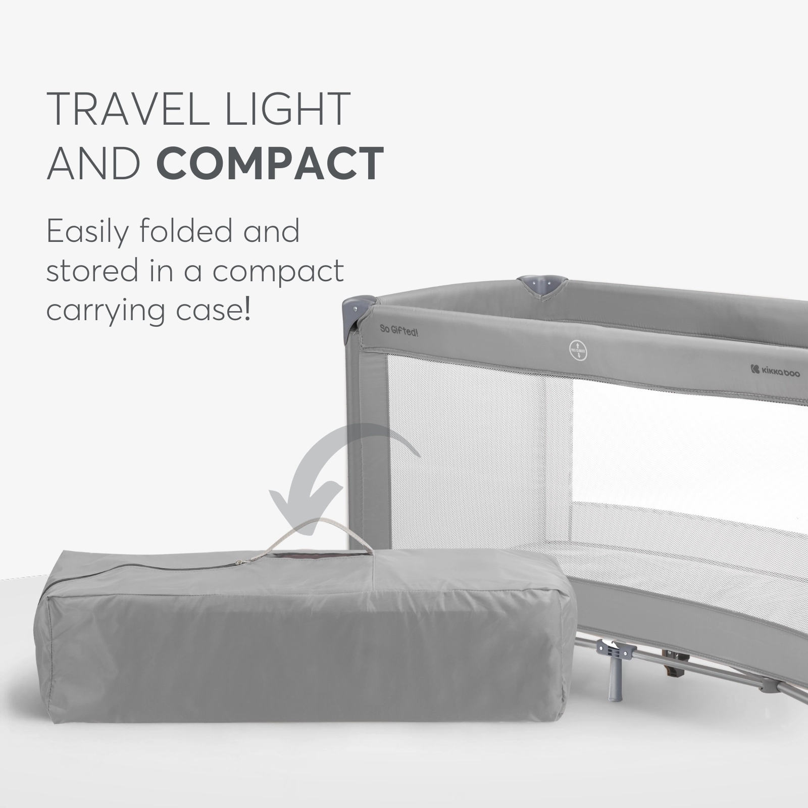 KikkaBoo® Prenosna posteljica 1 level 125x65 So Gifted Grey KikkaBoo