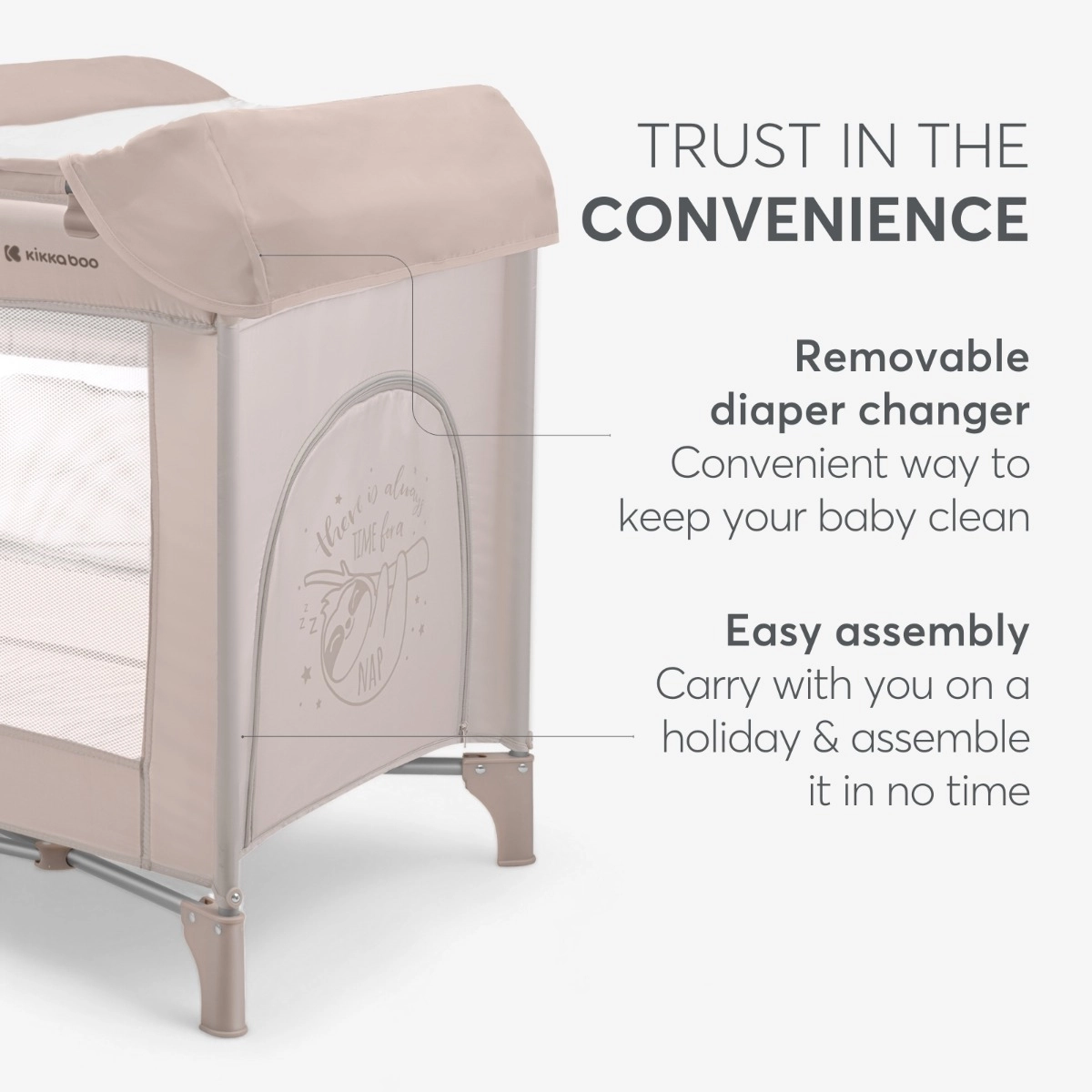 KikkaBoo® Prenosna posteljica 2 levels 125x65 So Gifted PLUS Beige KikkaBoo
