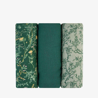 KikkaBoo® Pannolini in mussolaa 3 pezzi 75x75 cm Secret Garden Green