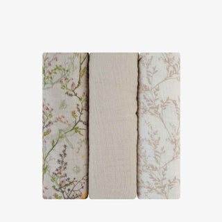 KikkaBoo® Couvertures d'emmaillotage 3 pcs 75x75 cm Secret Garden Beige