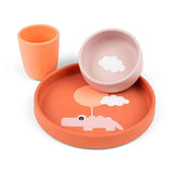 Done by Deer® Set pappa in silicone Happy Clouds Papaya
