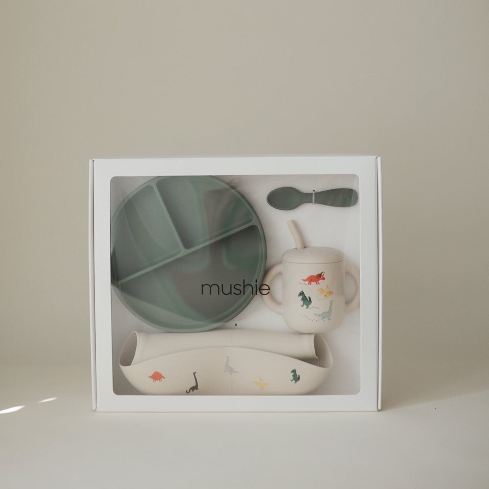 Mushie® Silikonski set za hranjenje Dinosaurs Mushie