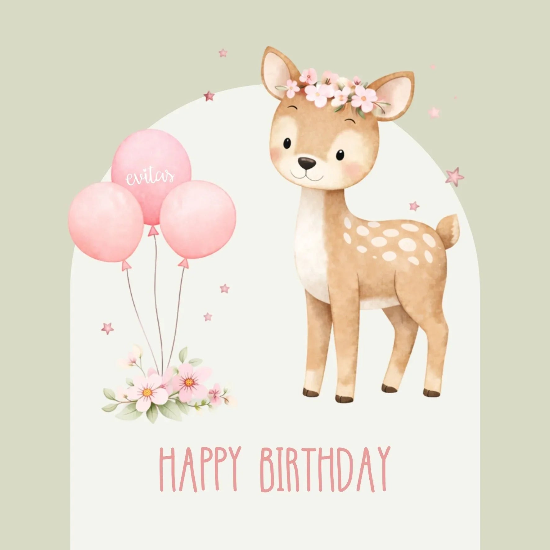 Evitas™ Voščilnica s kuverto za rojstni dan ANG Happy birthday Doe Evitas