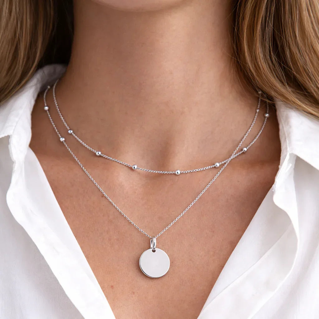 Atelya™ Personalizirana verižica z obeskom Circle Silver Atelya