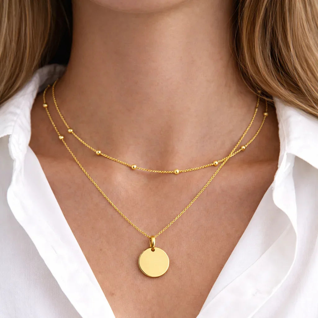 Atelya™ Personalizirana verižica z obeskom Circle Gold Atelya