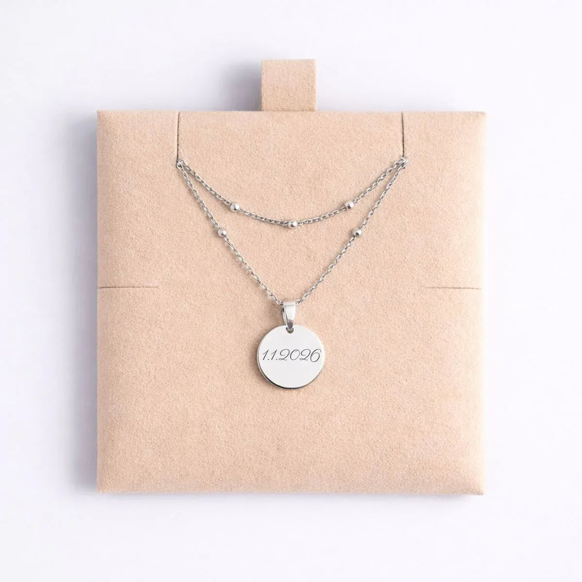 Atelya™ Personalizirana verižica z obeskom Circle Silver Atelya