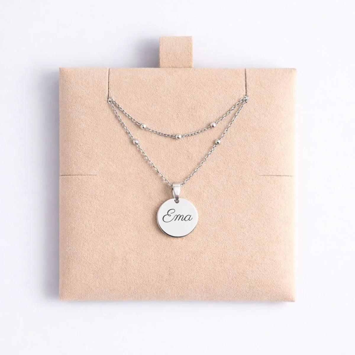 Atelya™ Personalizirana verižica z obeskom Circle Silver Atelya