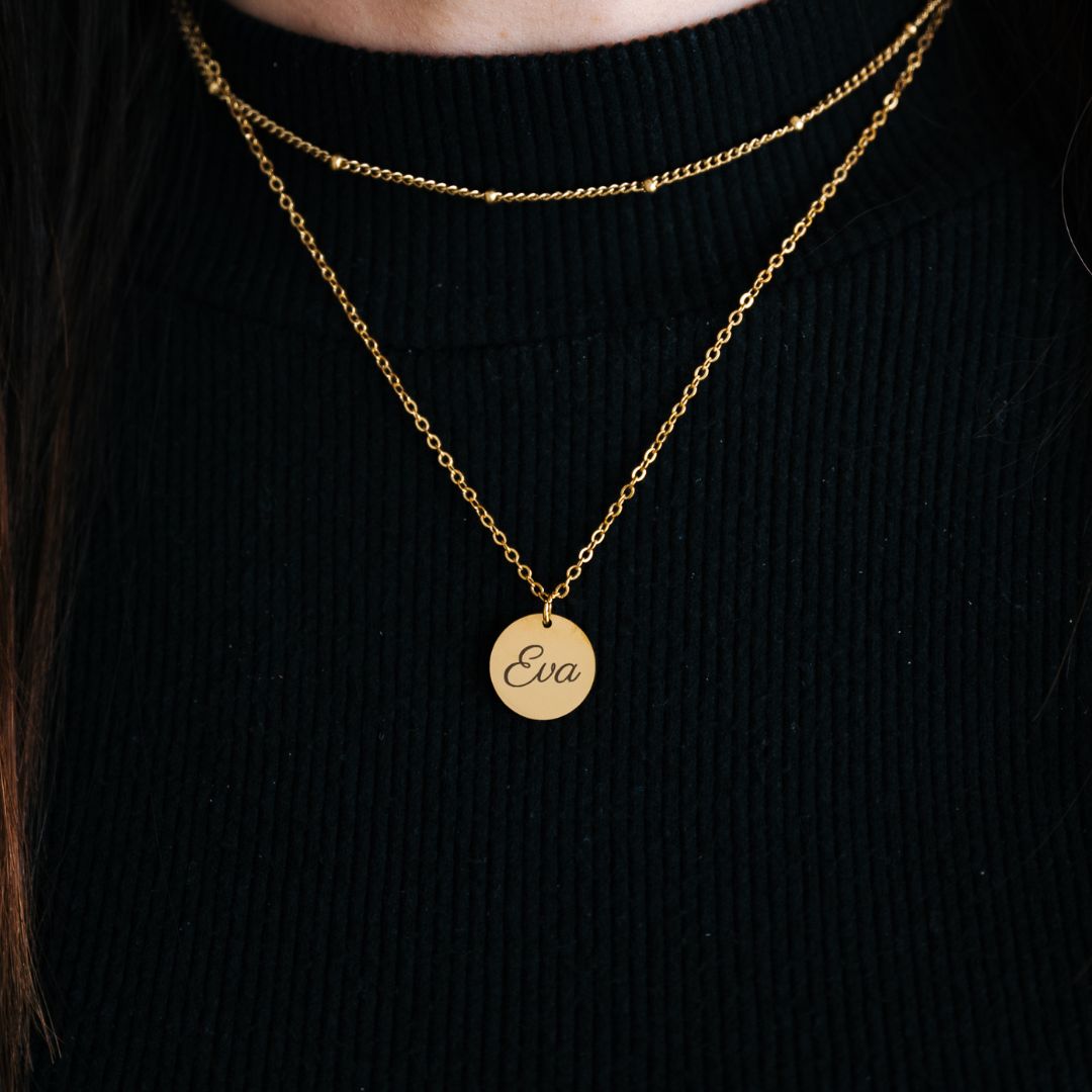 Atelya™ Personalizirana verižica z obeskom Circle Gold Atelya