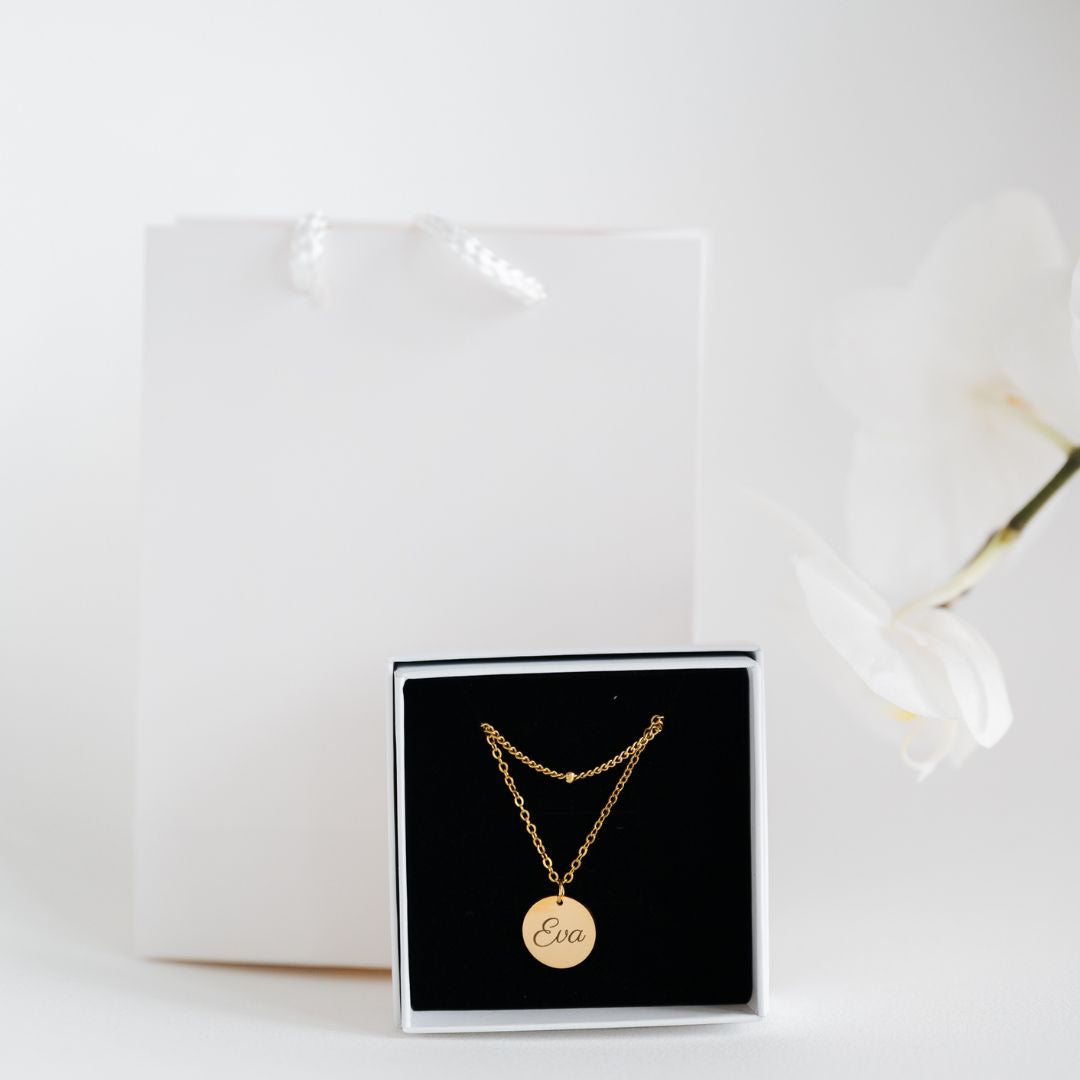 Atelya™ Personalizirana verižica z obeskom Circle Gold Atelya