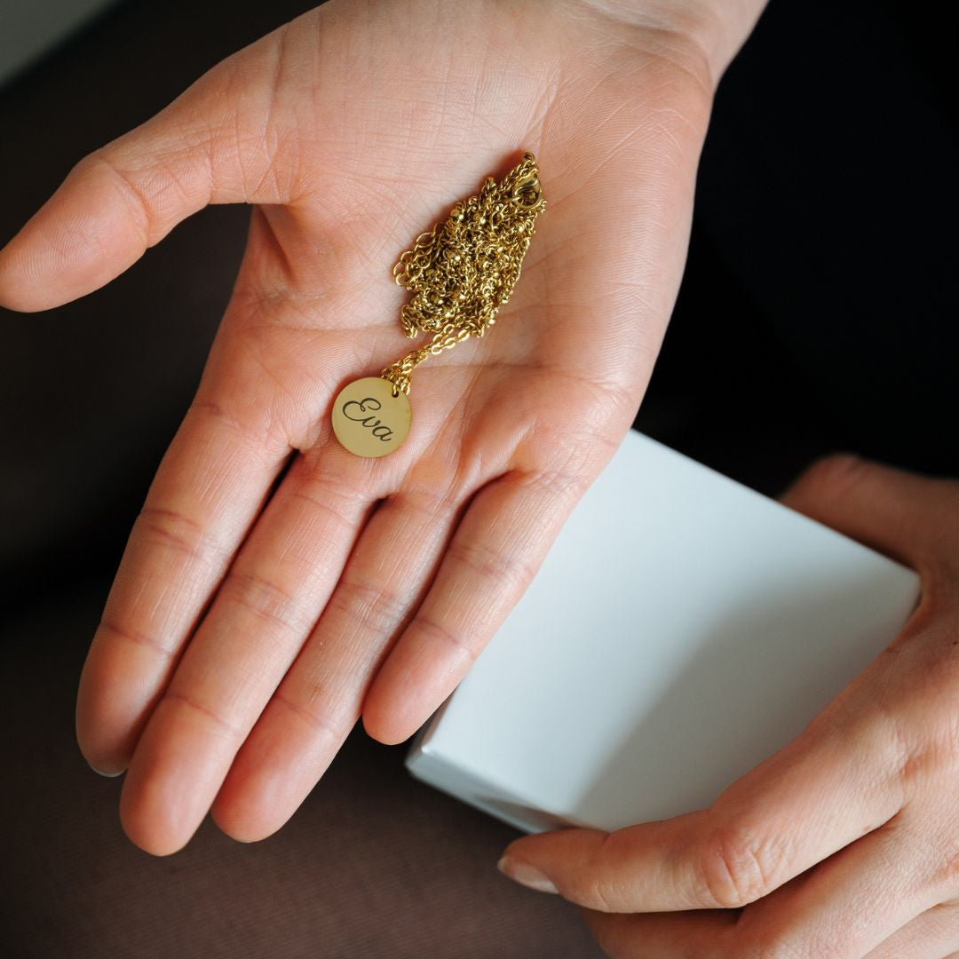 Atelya™ Personalizirana verižica z obeskom Circle Gold Atelya