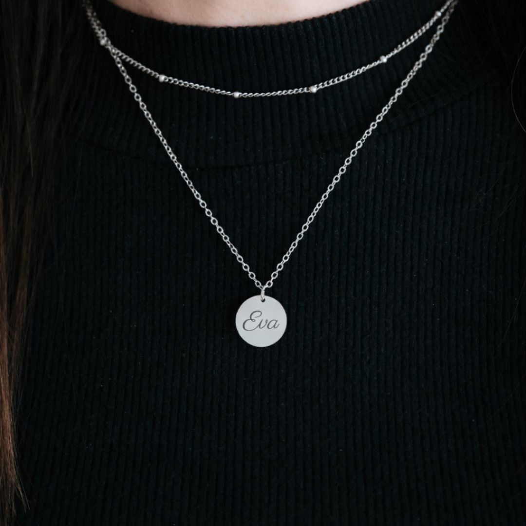 Atelya™ Personalizirana verižica z obeskom Circle Silver Atelya