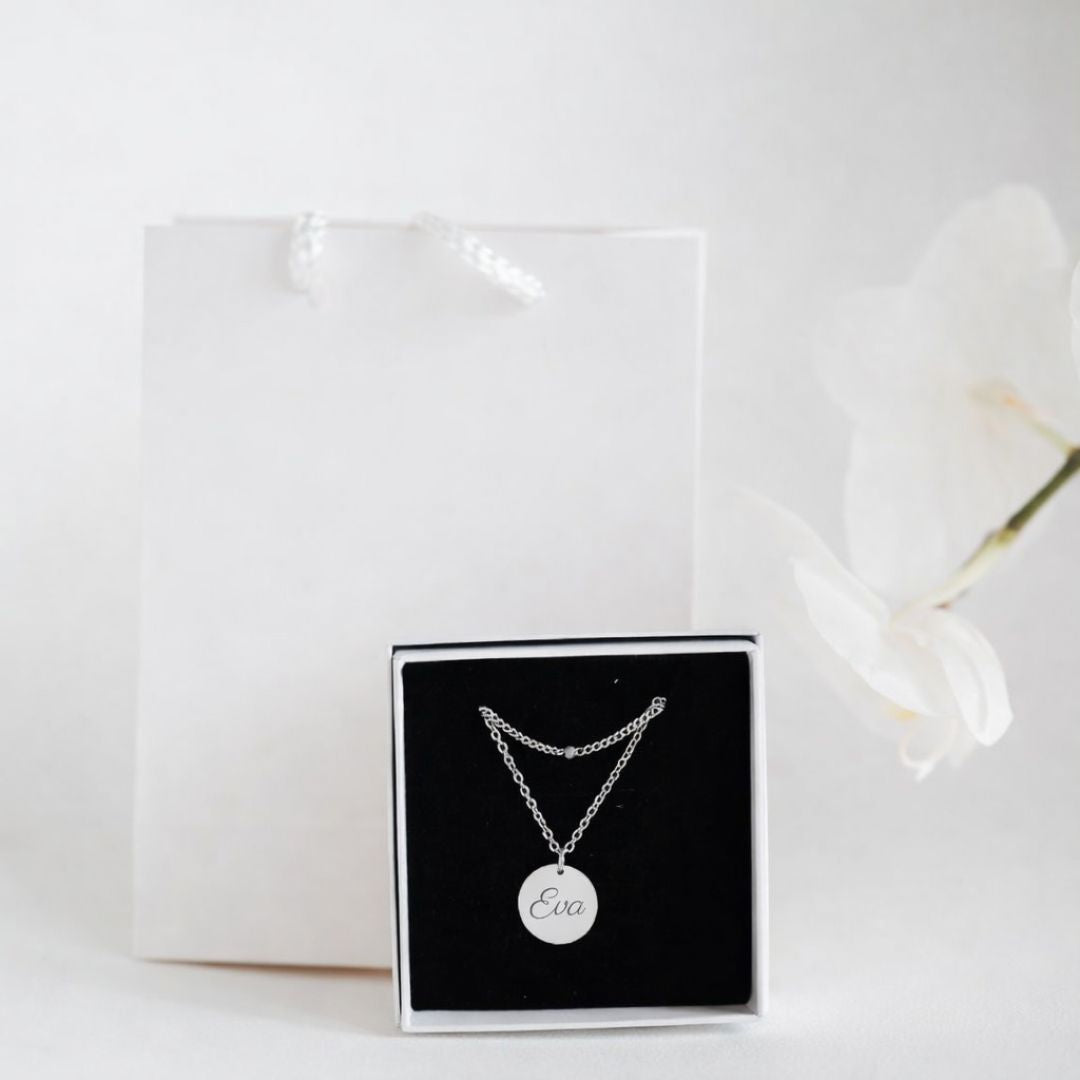 Atelya™ Personalizirana verižica z obeskom Circle Silver Atelya