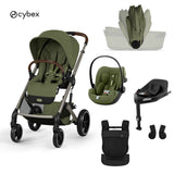 Cybex® Poussette pliable 4en1 Balios S Lux + Nacelle Amya + Siège auto Cloud G3 + Base IsoFix G3 Moss Green