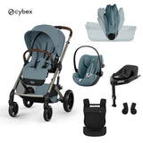 Cybex® Poussette 4 en 1 avec nacelle pliable Balios S Lux + Porte-bébé Amya + Siège auto Cloud G3 + Base IsoFix G3 Stormy Blue
