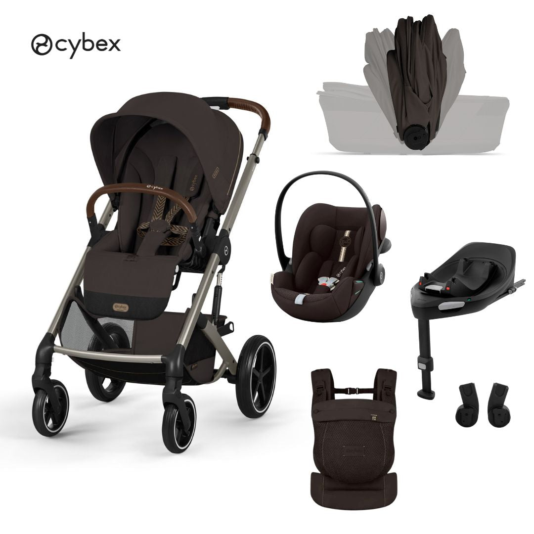 Cybex® Poussette 4en1 avec nacelle pliable Balios S Lux + Nacelle Amya + Siège auto Cloud G3 + Base IsoFix G3 Chocolate Brown