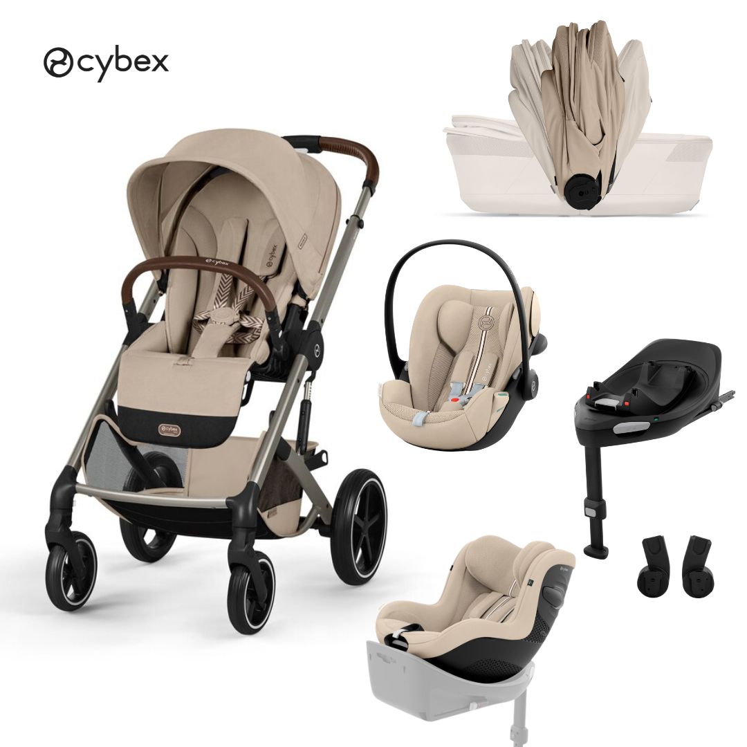 Cybex® Poussette avec nacelle pliable 5en1 Balios S Lux + Siège auto Cloud G3 + Base IsoFix G3 + Siège auto Sirona G3 Almond Beige