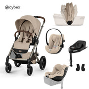 Cybex® Poussette avec nacelle pliable 5en1 Balios S Lux + Siège auto Cloud G3 + Base IsoFix G3 + Siège auto Sirona G3 Almond Beige