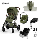 Cybex® Otroški voziček z zložljivo košaro 5v1 Balios S Lux + Avtosedež Cloud G3 + IsoFix baza G3 + Avtosedež Sirona G3 Moss Green (+ Rain cover)