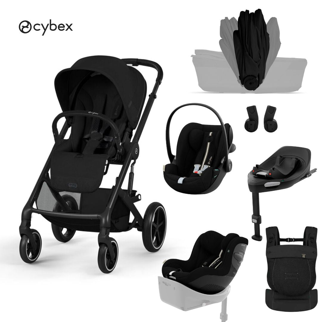Cybex® Poussette 5en1 avec nacelle pliable Balios S Lux + Nacelle Amya + Siège auto Cloud G3 + Base IsoFix G3 + Siège auto Sirona G3 Moon Black