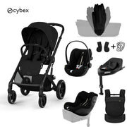 Cybex® Poussette pour enfant avec nacelle pliable 5 en 1 Balios S Lux + Nacelle Amya + Siège auto Cloud G3 + Base IsoFix G3 + Siège auto Sirona G3 Moon Black (+ Habillage de pluie)