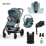 Cybex® Otroški voziček z zložljivo košaro 4v1 Balios S Lux + Nosilka Amya + Avtosedež Cloud G3 + IsoFix baza G3 Stormy Blue (+ Rain cover)