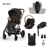 Cybex® Otroški voziček z zložljivo košaro 4v1 Balios S Lux + Nosilka Amya + Avtosedež Cloud G3 + IsoFix baza G3 Chocolate Brown (+ Rain cover)