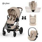 Cybex® Poussette 3en1 avec nacelle pliable Balios S Lux + Nacelle Amya + Siège auto Cloud G3 Almond Beige