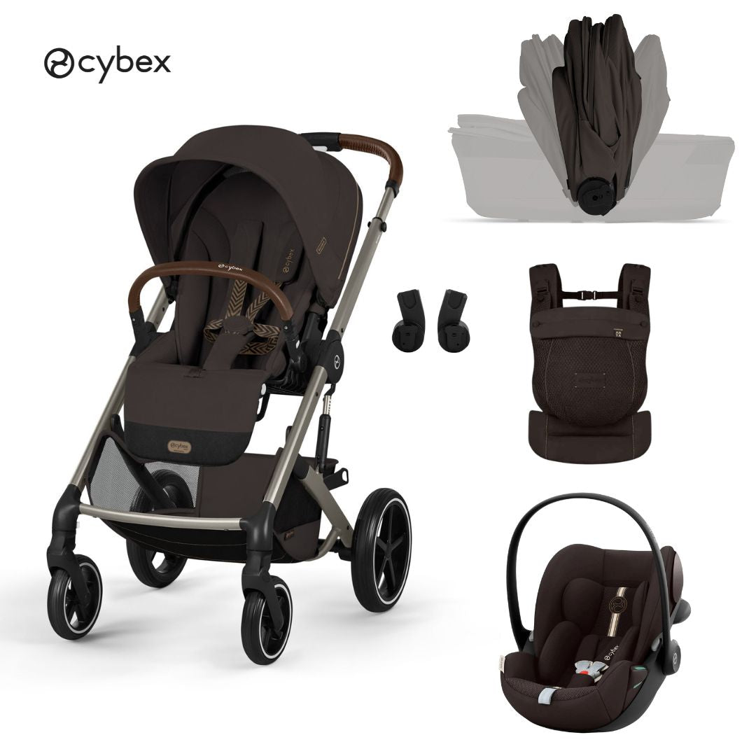 Cybex® Poussette 3en1 avec nacelle pliable Balios S Lux + Porte-bébé Amya + Siège auto Cloud G3 Chocolate Brown