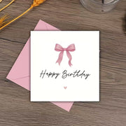 Voščilnica s kuverto 10,5x10,5cm Happy Birthday Pink Bow OTHR