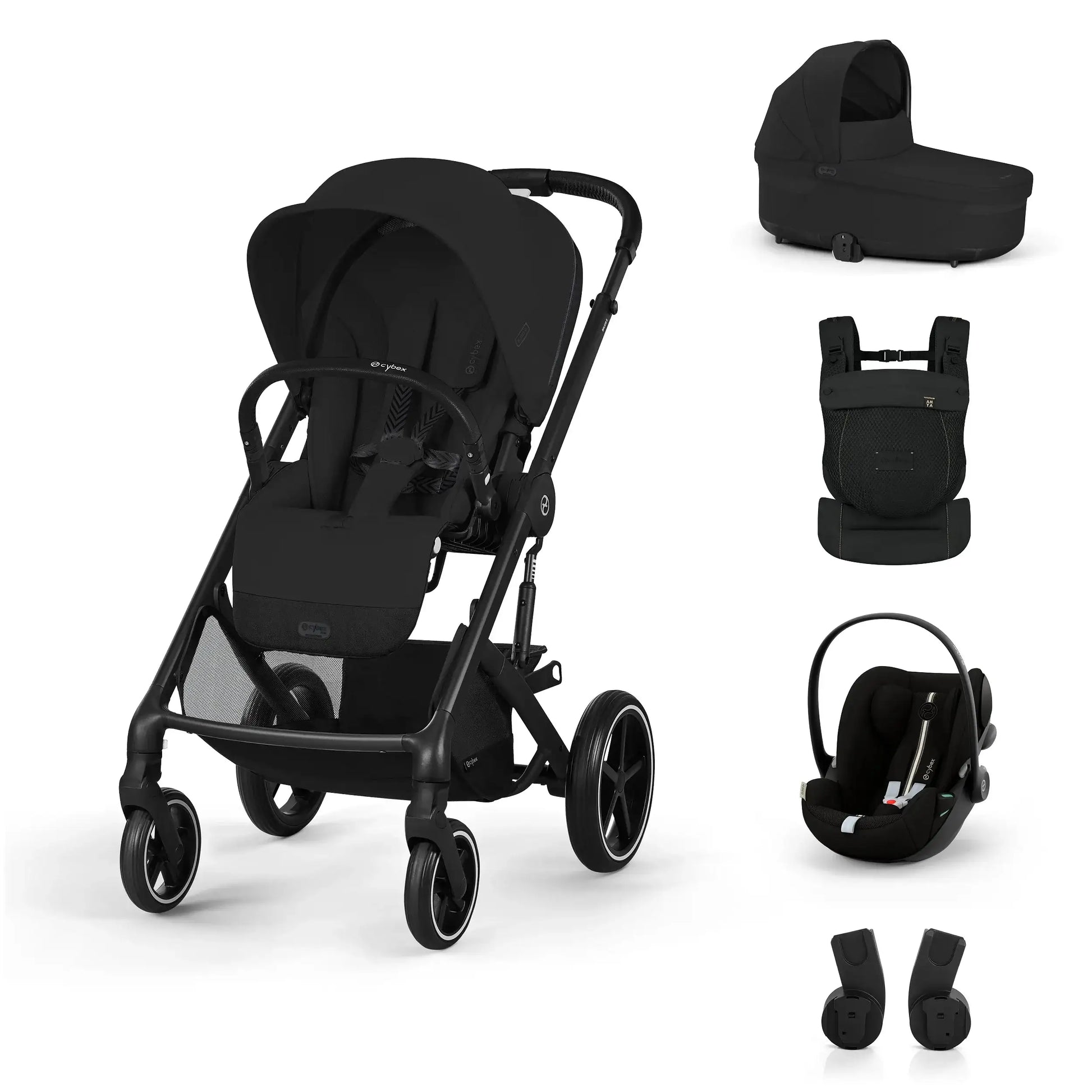 Cybex® Otroški voziček 3v1 Balios S Lux + Nosilka Amya + Avtosedež Cloud G3 Moon Black Cybex