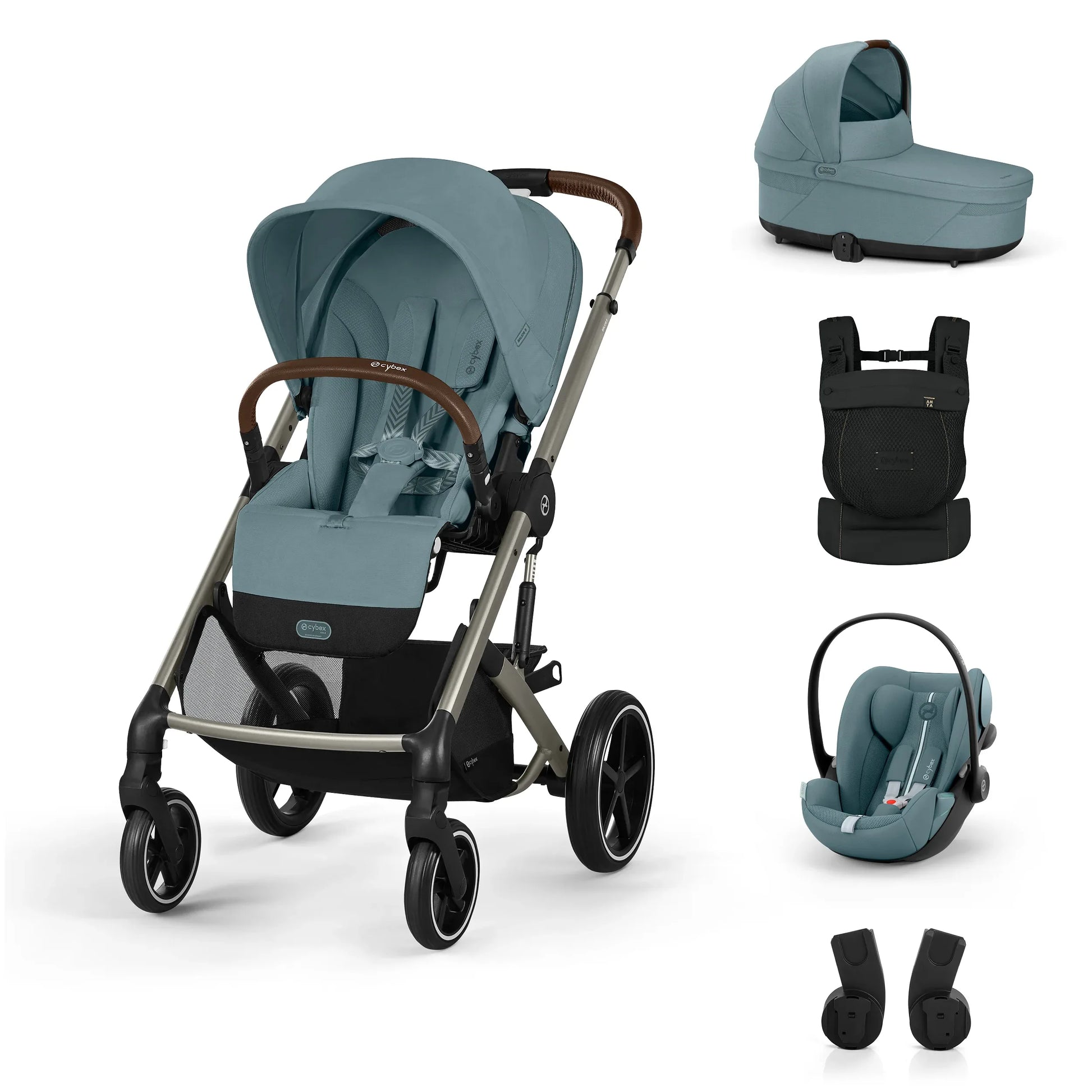 Cybex® Otroški voziček 3v1 Balios S Lux + Nosilka Amya + Avtosedež Cloud G Stromy Blue Cybex