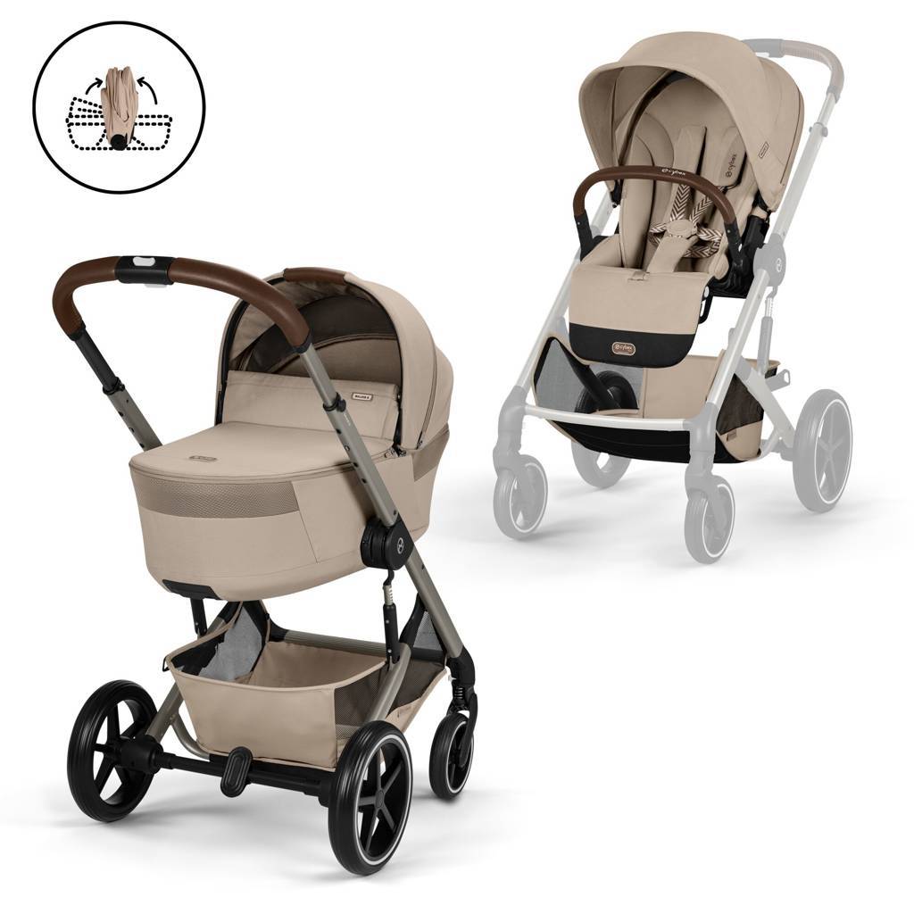 Cybex® Otroški voziček z zložljivo košaro 2v1 Balios S Lux Almond Beige (Taupe Frame)