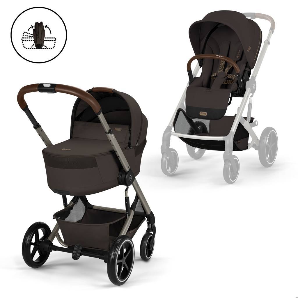 Cybex® Otroški voziček z zložljivo košaro 2v1 Balios S Lux Chocolate Brown (Taupe Frame)