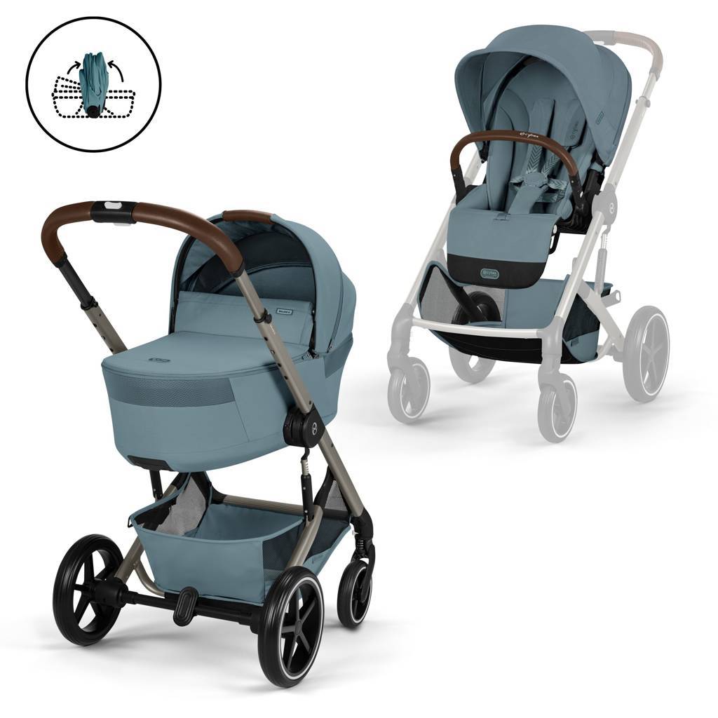 Cybex® Otroški voziček z zložljivo košaro 2v1 Balios S Lux Stormy Blue (Taupe Frame)