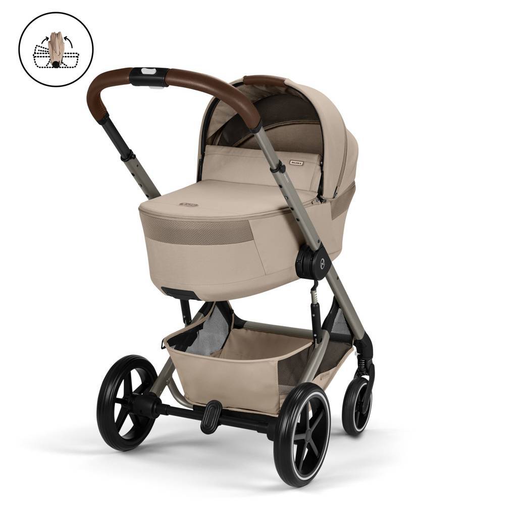 Cybex® Otroški voziček z zložljivo košaro 2v1 Balios S Lux Almond Beige (Taupe Frame)