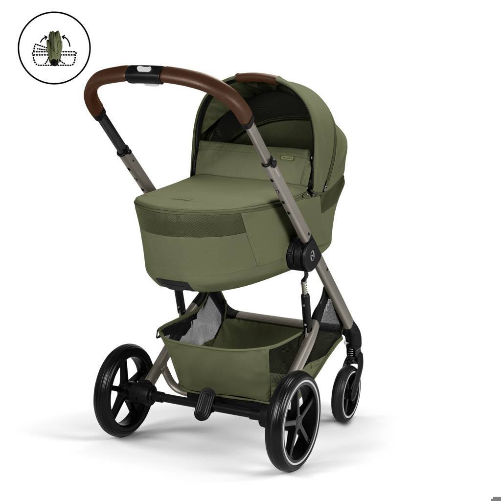 Cybex® Otroški voziček z zložljivo košaro 2v1 Balios S Lux Moss Green (Taupe Frame)