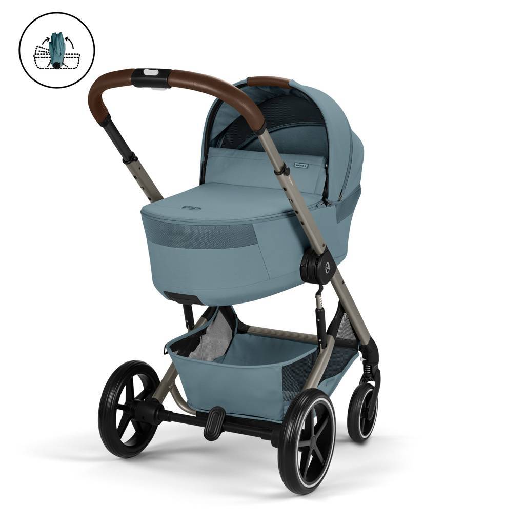 Cybex® Otroški voziček z zložljivo košaro 2v1 Balios S Lux Stormy Blue (Taupe Frame)