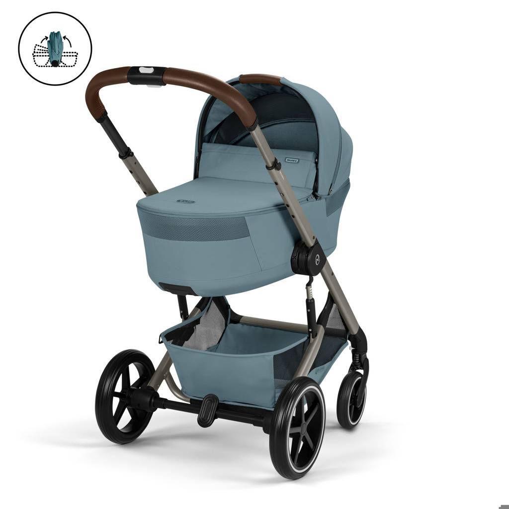 Cybex® Otroški voziček z zložljivo košaro 2v1 Balios S Lux Stormy Blue (Taupe Frame)