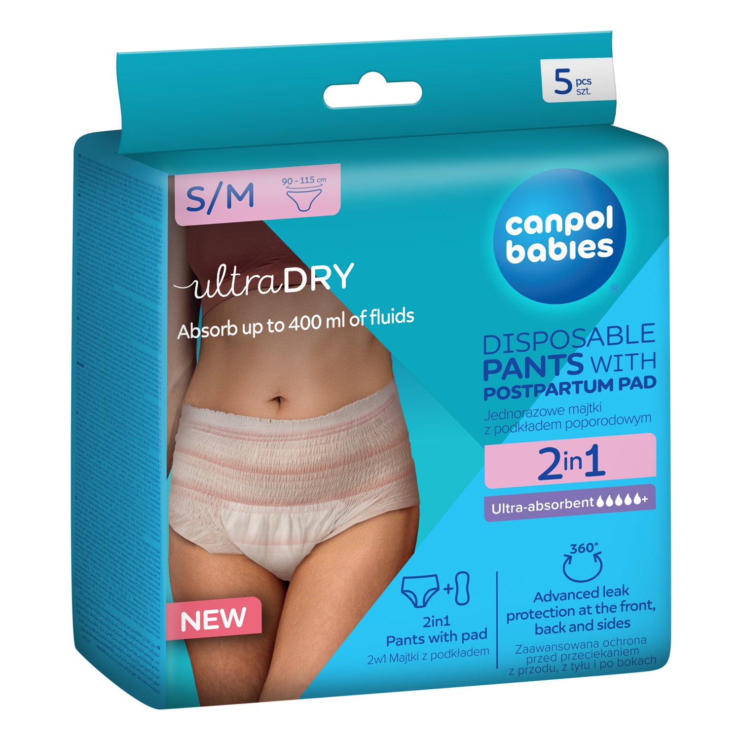 Canpol babies® 2v1 ultra vpojne poporodne hlačke z vložkom S/M 5 kos