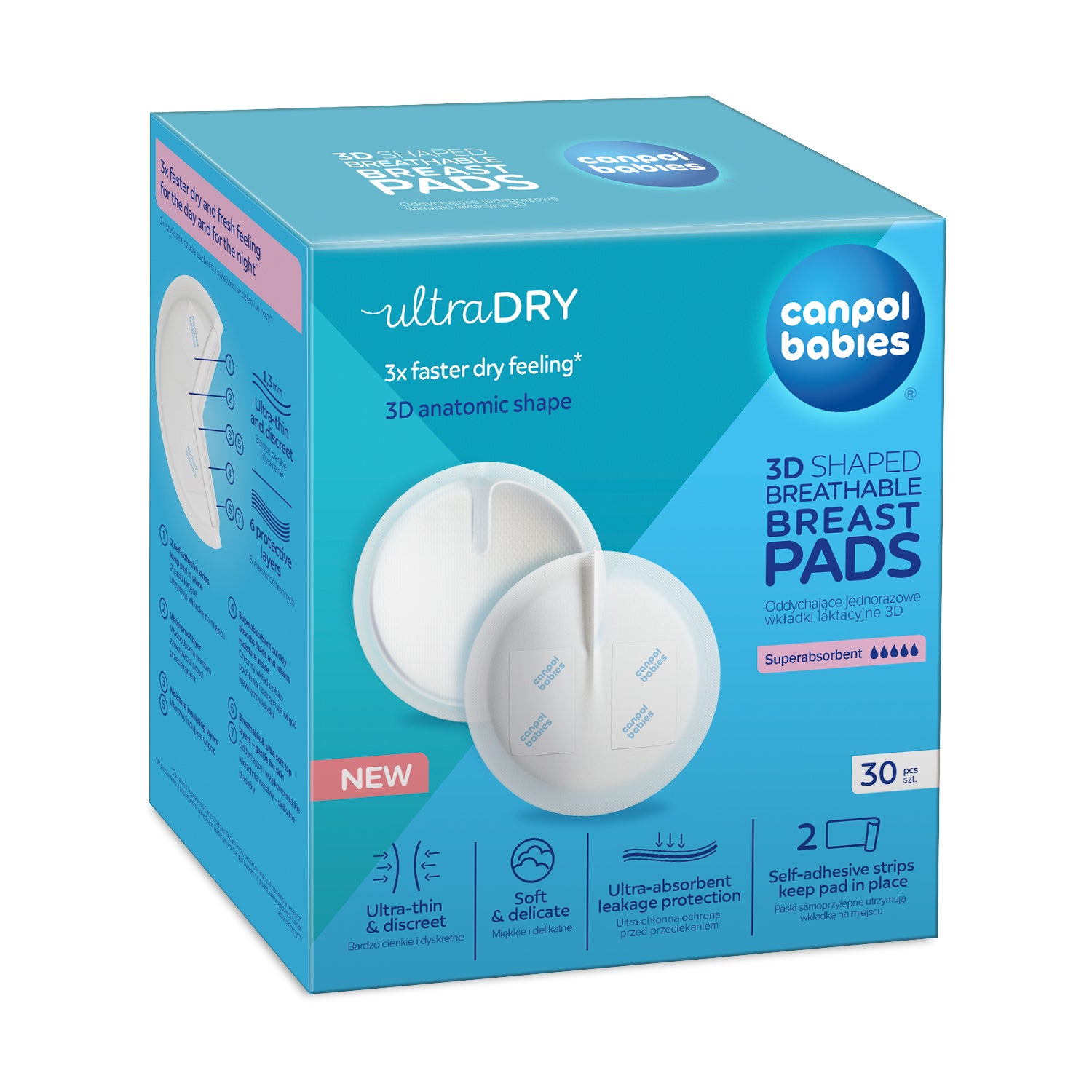Canpol babies® 3D Anatomsko oblikovane blazinice za dojenje 30 kos White