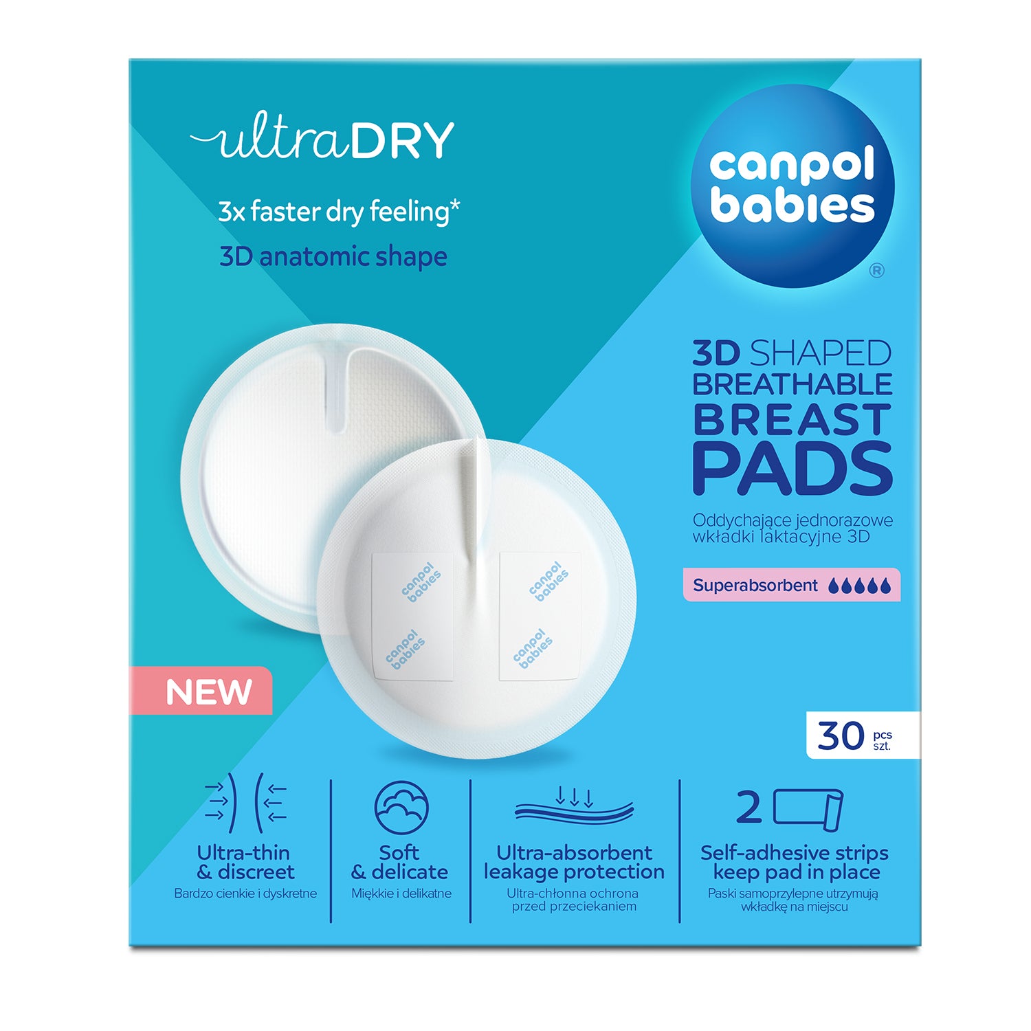 Canpol babies® 3D Anatomsko oblikovane blazinice za dojenje 30 kos White