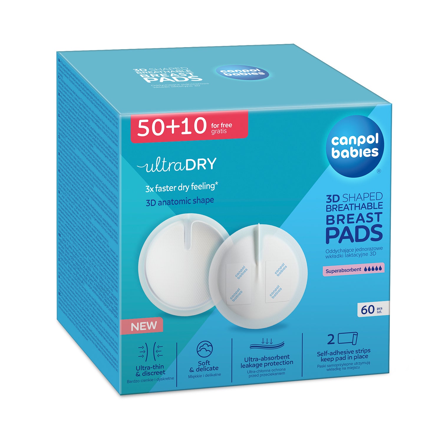 Canpol babies® 3D Anatomsko oblikovane blazinice za dojenje 60 kos White