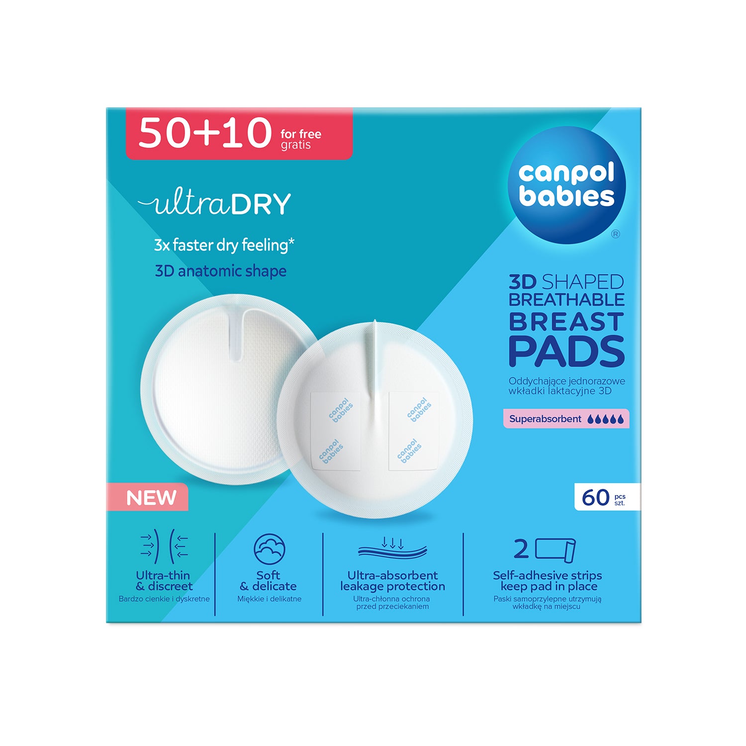 Canpol babies® 3D Anatomsko oblikovane blazinice za dojenje 60 kos White