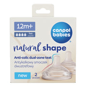 Canpol babies® Anti-colic dvopodročni silikonski cucelj Natural Shape 12m+ 2 kos
